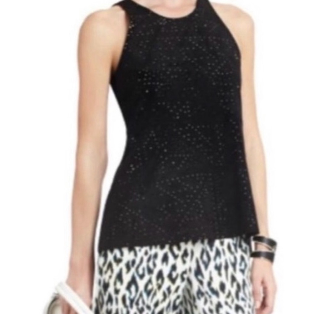 BCBGMAXAZRIA Caralyn Black Faux Suede Sleeveless Top Size Small